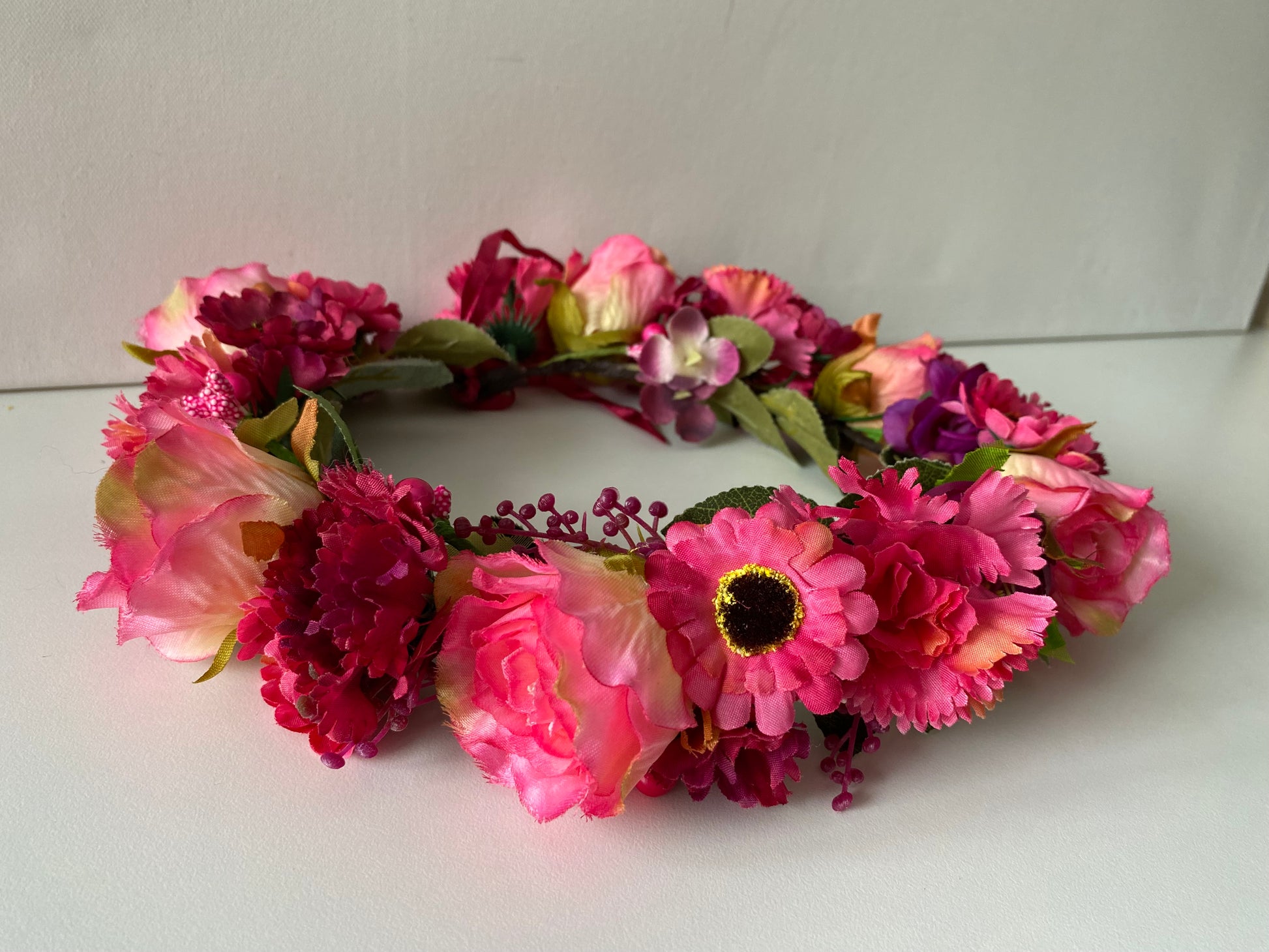 Ziedu vainadziņš laškrāsas/rozā toņos, vidējs apjoms