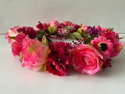 Ziedu vainadziņš laškrāsas/rozā toņos, vidējs apjoms