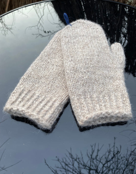 Pieaugušo cimdiņi bēši no alpakas dzijas