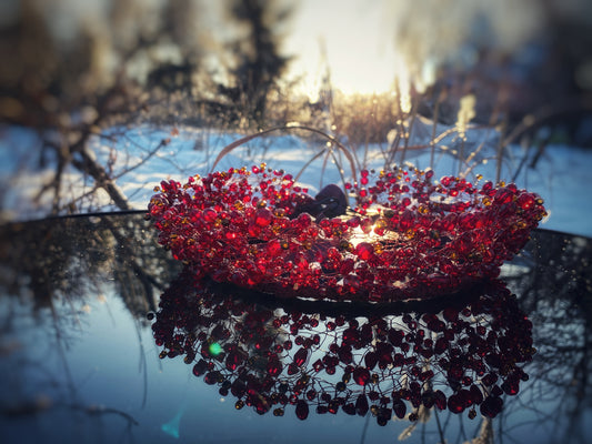 Stikla pērļu kronis, sarkans