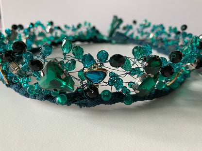 Stikla pērļu kronis smaragdzaļš