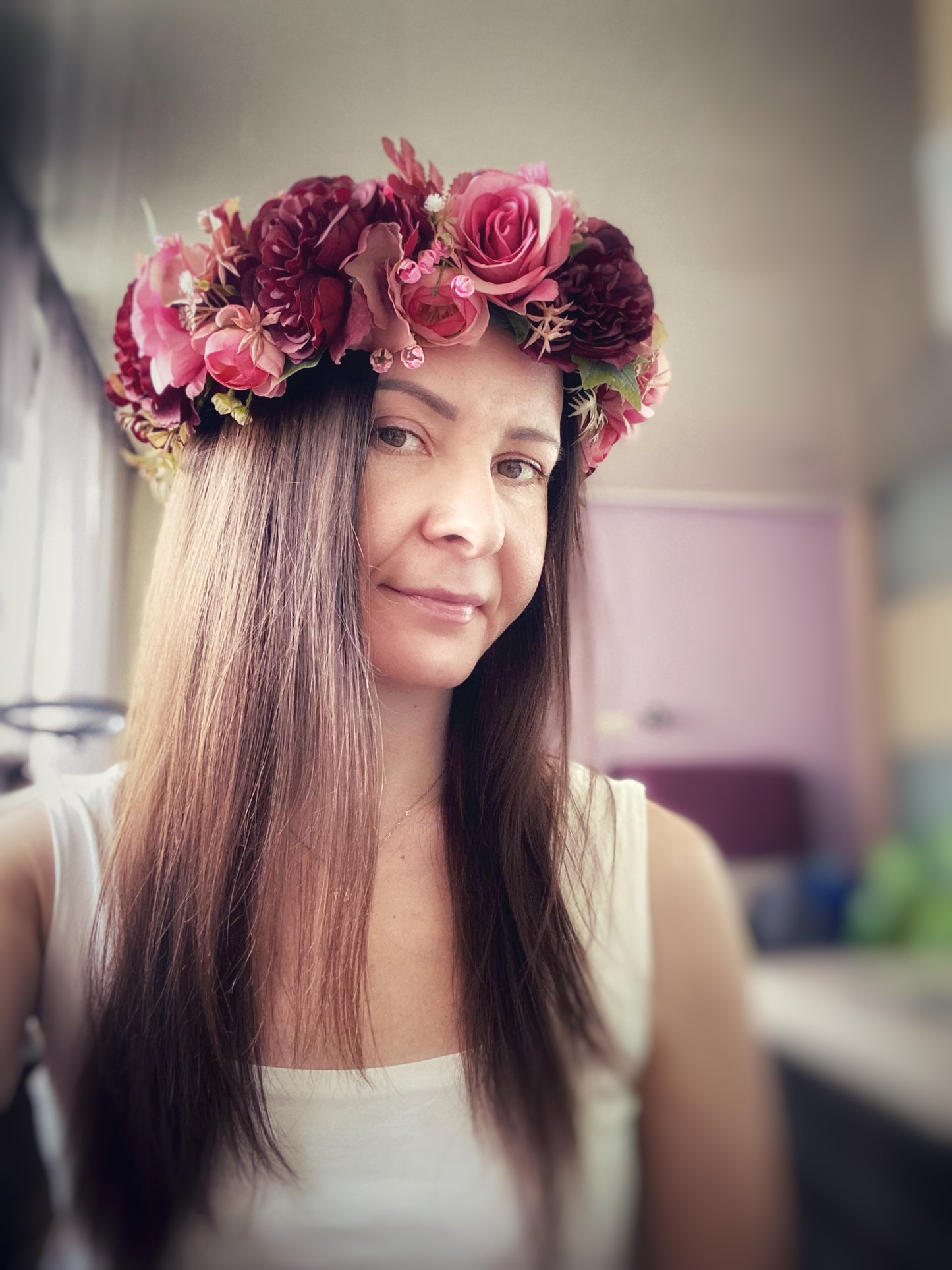 Ziedu vainadziņš rozā/sarkanos, vidējs apjoms