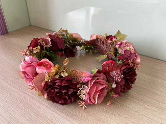 Ziedu vainadziņš rozā/sarkanos, vidējs apjoms