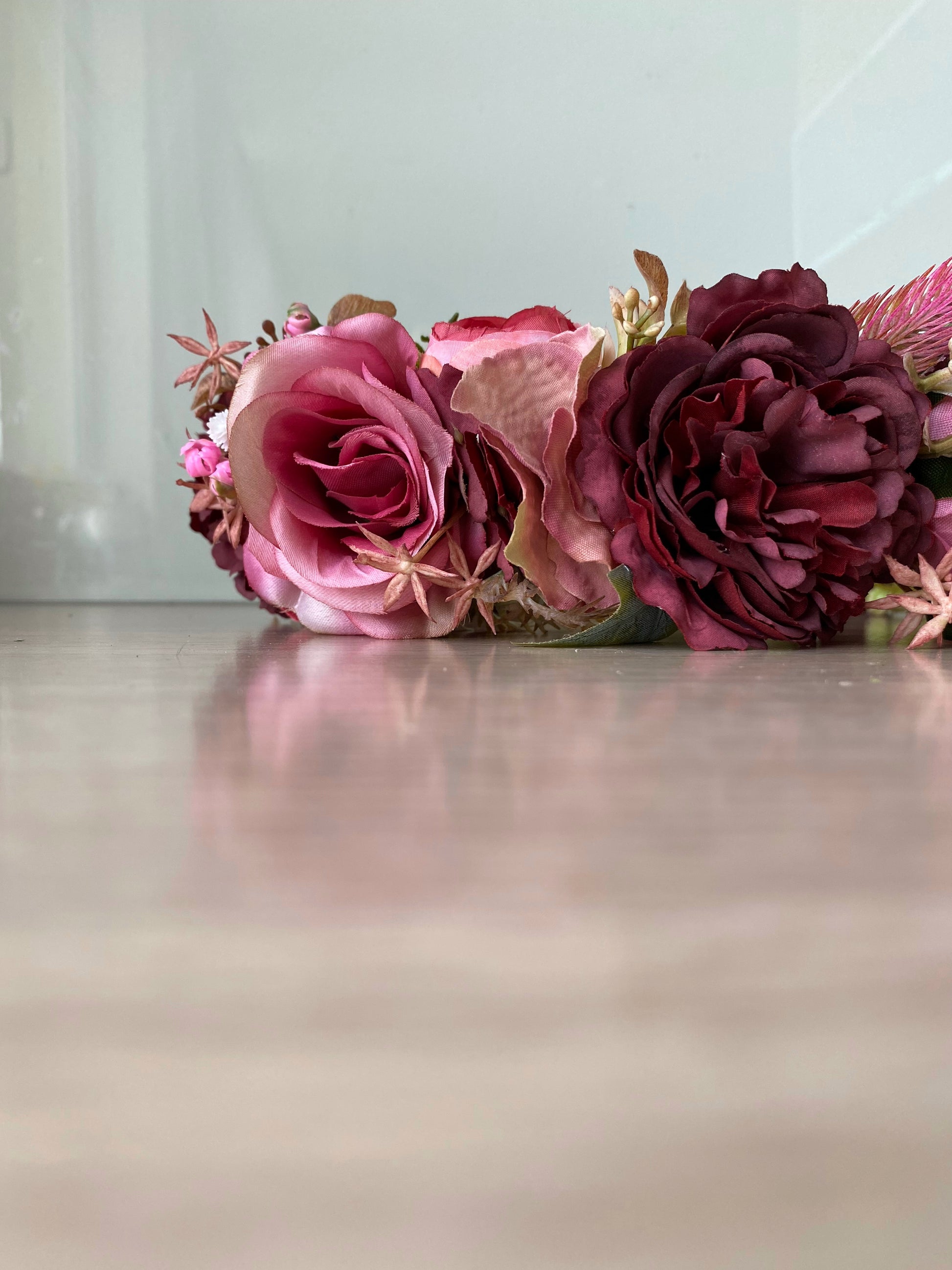 Ziedu vainadziņš rozā/sarkanos, vidējs apjoms